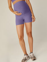 purple maternity biker shorts.